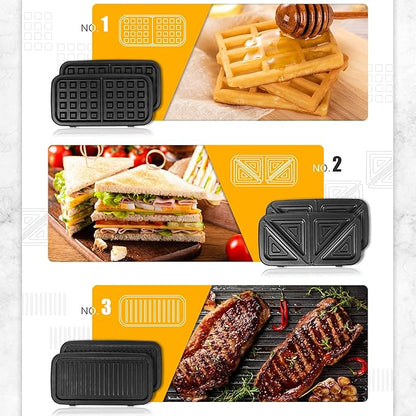 3-in-1 Belgian Waffle Maker 1200W, Breakfast Sandwich Maker & Waffle Iron - Image 2