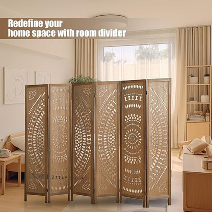 ALeesing 6 Panel Wood Room Divider Fully Assembled, Decorative Room Dividers - Image 9