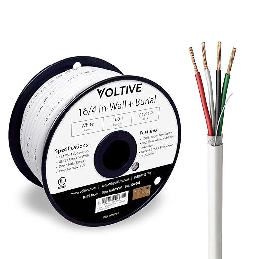 Voltive 16/4 Speaker Wire, in-Wall CL3 & Direct Burial, 100ft by Voltive