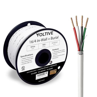 Voltive 16/4 Speaker Wire, in-Wall CL3 & Direct Burial, 100ft by Voltive