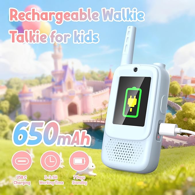 Rush Deer Video Walkie Talkies for Kids, 2 Pack Rechargeable Video Intercom - Image 4