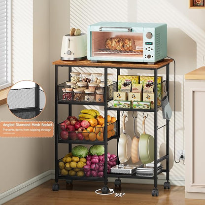 Rolling Kitchen Storage Microwave Cart, Kitchen Island - Image 2