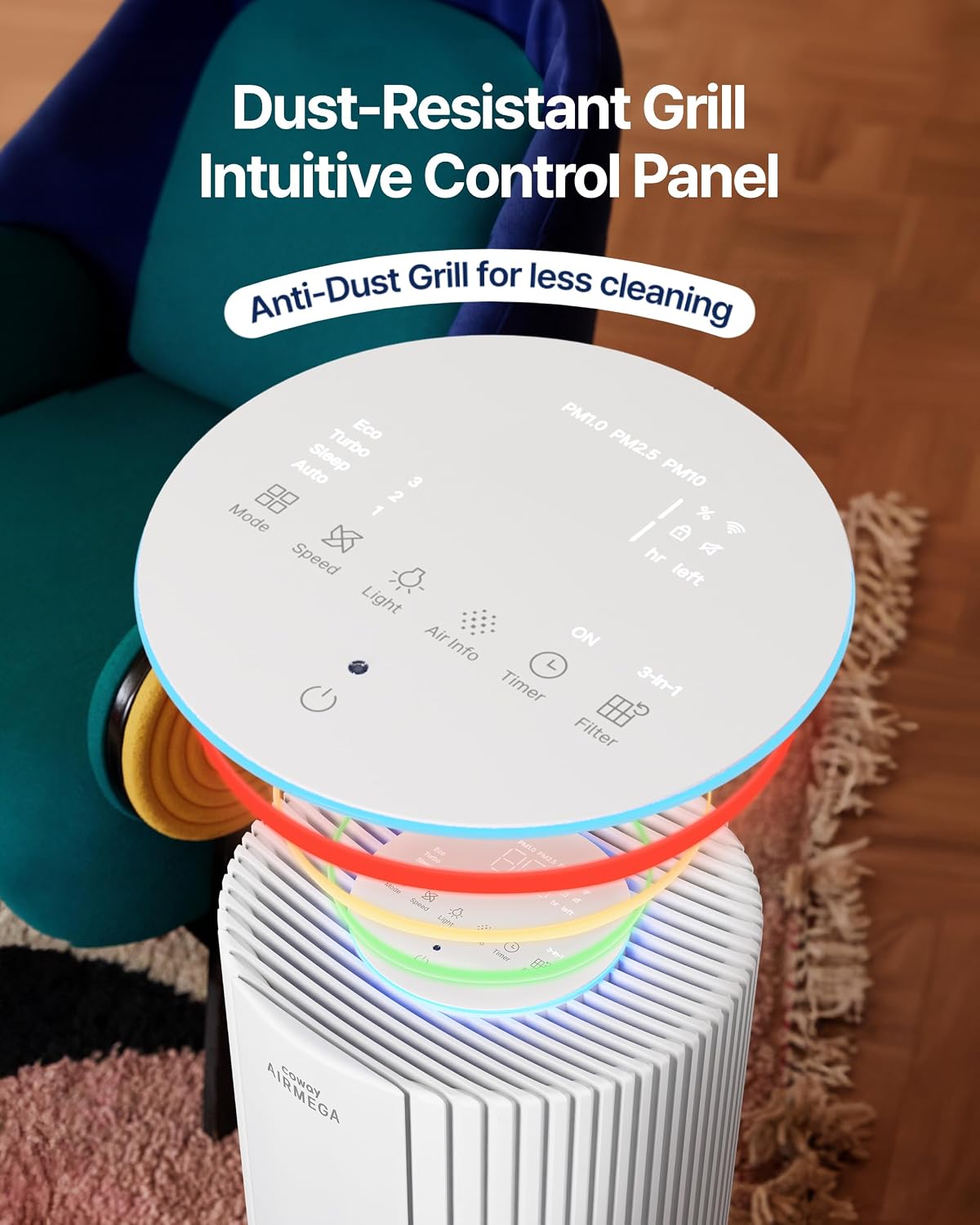 coway air purifier for large room whole home, view 9