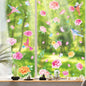 Whaline 9 Sheets Spring Summer Window Clings Pink Flower Window Clings Watercolor Hummingbirds Garden Floral Leaf Windows Decal Double-Sided Windows Decor for Home Office School Decor Party Supplies