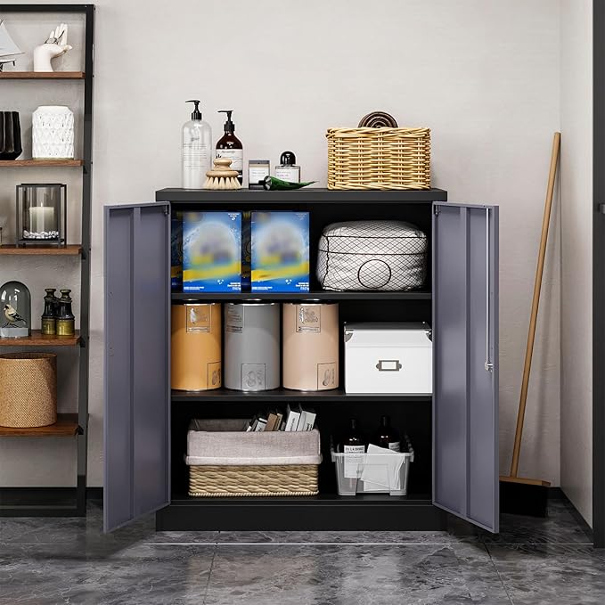 MIIIKO Metal Storage Cabinet, Base Cabinets 2 Door, Steel Storage Cabinets - Image 2