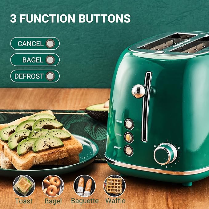 Roter Mond 2 Slice Toaster Retro Stainless Steel - Image 6