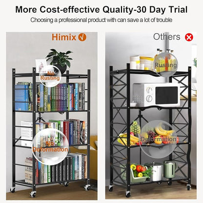Himix Storage Shelves with 20 Hooks, 4-Tier Foldable Shelves - Image 7
