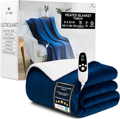 Heated Blanket Electric Luxurious Fleece Throw Blanket, 9 Heat Settings & 12H by GetTrend