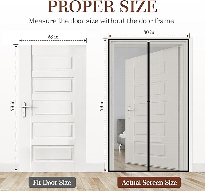 Yotache Narrow Magnetic Screen Door Fits Door Size 28 x 78, Screen Size 30" x - Image 2