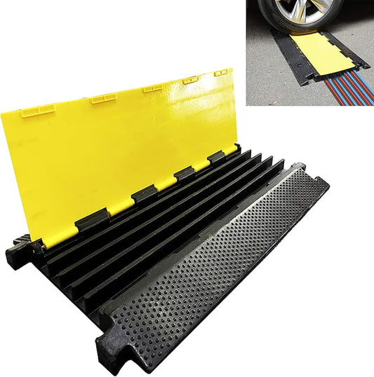 Reliancer 5 Channel Rubber Cable Protector Ramp Traffic Speed Bump 18000lbs by RELIANCER