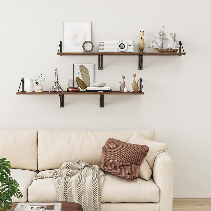 Heimlove Deep Floating Shelves for Wall, 12 Inch Deep Floating Shelves Set of 3 - Image 6