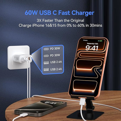 USB C Wall Fast Charger Block, 60W 4-Port Type C Charger Fast Charging Blocks - Image 2