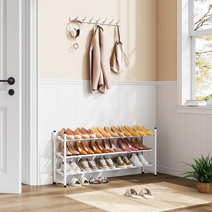 Tajsoon Expandable Shoe Rack for Closet 3 Tier, 28“-41“Adjustable & Stackable - Image 2