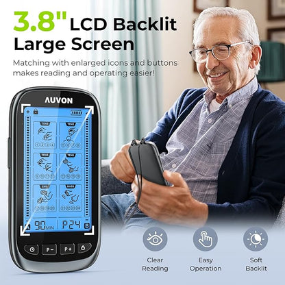 AUVON 3-in-1 TENS Unit Muscle Stimulator, Dual Channel Electronic Pulse Massager - Image 7