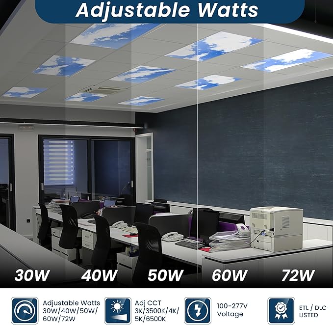 4-Pack 2x4 LED Flat Panel Light, Drop Ceiling Light Fixture - Image 3