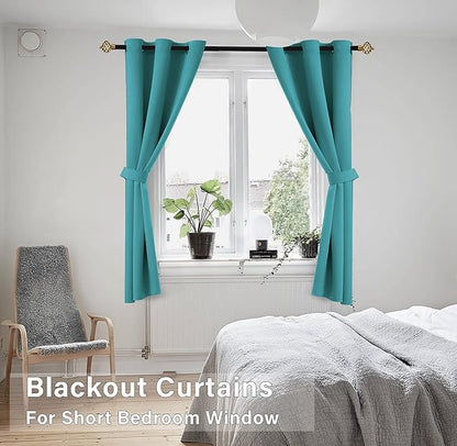 KOUFALL Teal Half Curtains for Window Kitchen Coastal Beach Themed Short - Image 2