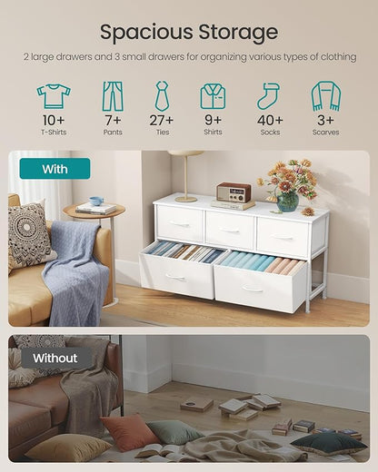 SONGMICS Dresser for Bedroom, Chest of Drawers, 5 Non-Woven Fabric Drawers - Image 4