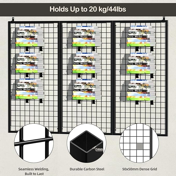 ztysn 3pcs Grid Wall Panels Display Stand -Wire Grid Hanging Rack - Image 4