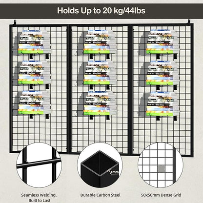 ztysn 3pcs Grid Wall Panels Display Stand -Wire Grid Hanging Rack - Image 4