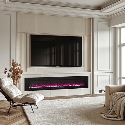 84 inches Electric Fireplace, Recessed & Wall Mounted Fireplace Heater 13 * 13 - Image 7