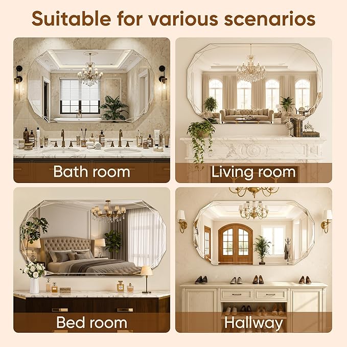 Suidia Bathroom Mirror, Frameless Bathroom Mirror - Image 7