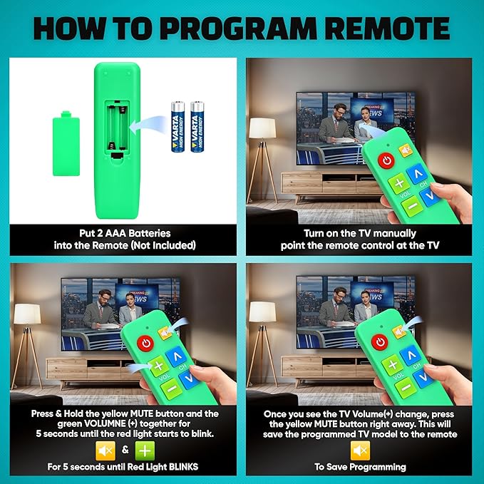 EZclicker TV Remote for Seniors, Extra Simple Big Button Remote Works - Image 6