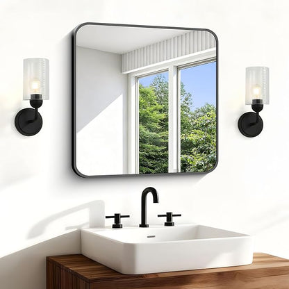Black Bathroom Mirror, 18 x 18 inch Square Mirrors by WelcometoCIVENO