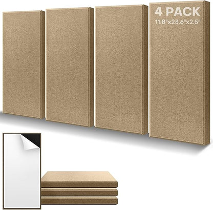 4Pack Fiberglass Acoustic Panels, Self Adhesive Sound Proof Foam Panels by Knightsacoustic