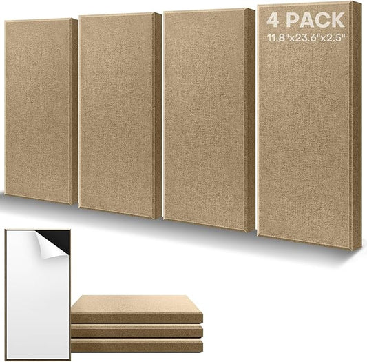 4Pack Fiberglass Acoustic Panels, Self Adhesive Sound Proof Foam Panels by Knightsacoustic