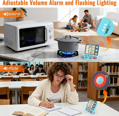 MOSTRUST Digital Dual Kitchen Timer, 3 Channels Countdown Triple Timer - Image 3