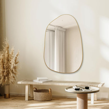 PERFNIQUE Irregular Wall Mirror Asymmetrical Mirror, 40''x26'' Gold Mirror for Bathroom Bedroom Living Room Entryway, Decorative Modern Wall Decor, Wall Mounted (Gold, 40" x 26")