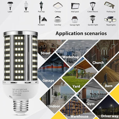 35W LED Corn Light Bulb 2 pack, Commercial Grade Daylight 5000K E26/E39 5000LM - Image 6