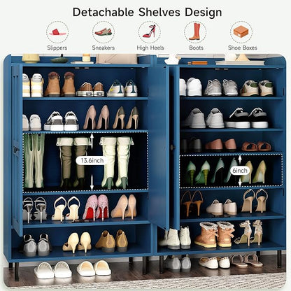 ONBRILL Shoe Cabinet with Cross Molding Doors, 6-Tier Shoe Storage Cabinet with - Image 5