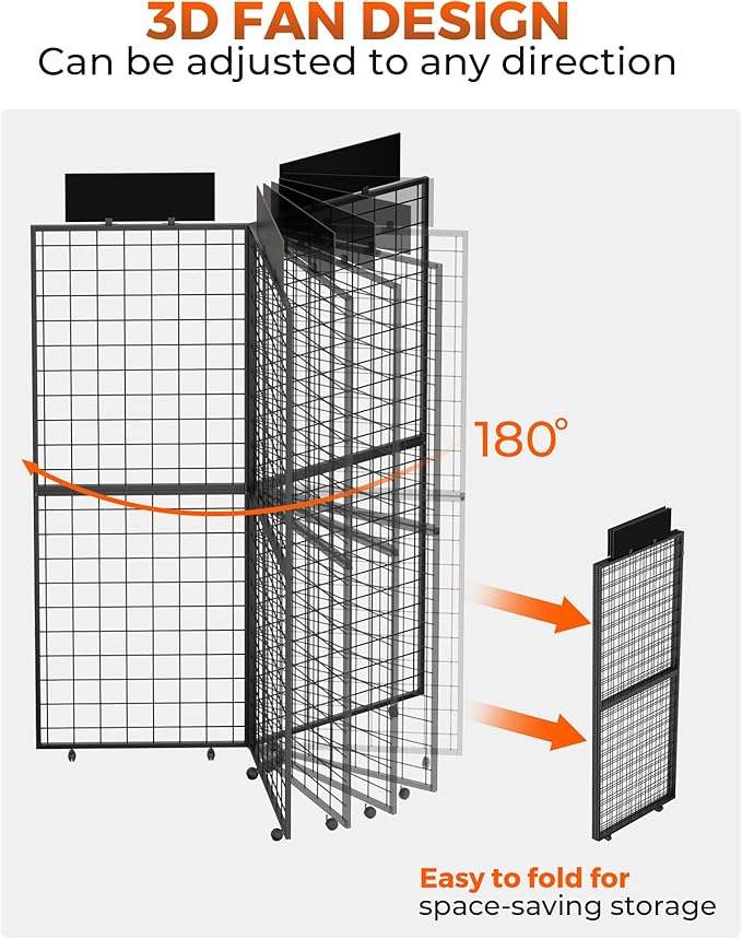 DEMEGA 360° Foldable Grid Wall Panel, Three 6' x 4.25' Ft Double Side Gridwall - Image 3