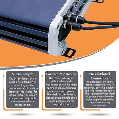 Elite Audio Premium Series 17ft. 2-Channel Car Audio RCA Cable – Double Shielded - Image 3