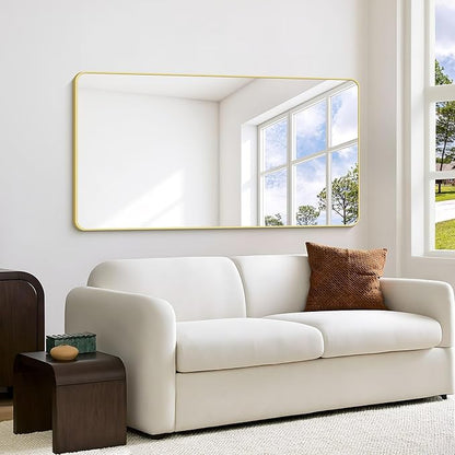 55"x30" Gold Bathroom Mirror, Large Rectangle Mirror, Rectangular Wall Mirror - Image 7