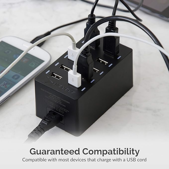 Sabrent 60 Watt 10-Port Family-Sized Desktop USB Rapid Charger. Smart USB Ports - Image 5