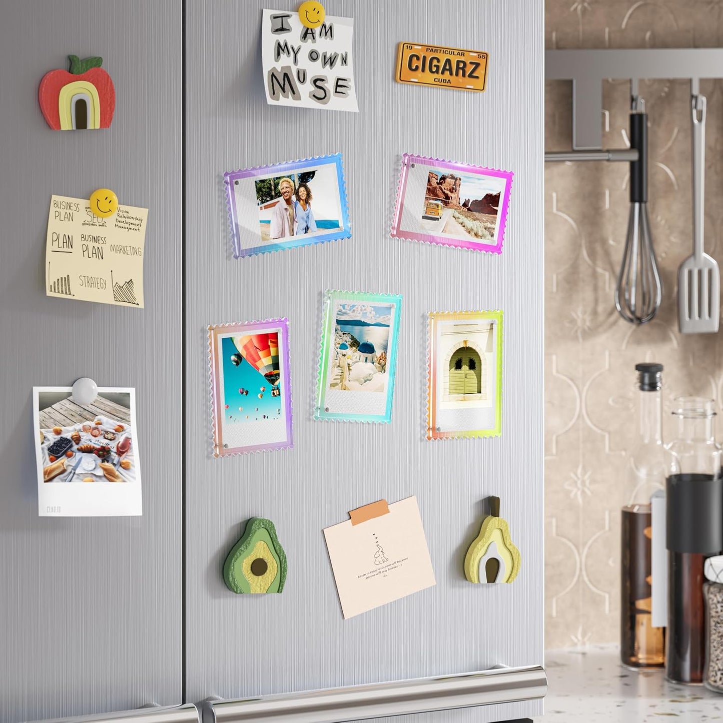 WINKINE Polaroid Magnet Frames for Refrigerator, Instax Magnetic Photo Frames, 2x3 Picture Frame Scalloped for Fujifilm Instax Mini & Polaroid Film, Wallet Size Picture Display