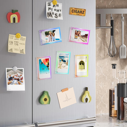 WINKINE Polaroid Magnet Frames for Refrigerator, Instax Magnetic Photo Frames, 2x3 Picture Frame Scalloped for Fujifilm Instax Mini & Polaroid Film, Wallet Size Picture Display