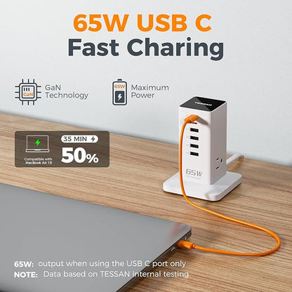 USB Charging Station for Multiple Devices PD 65W, TESSAN 9-in-1 USB C Charger - Image 3