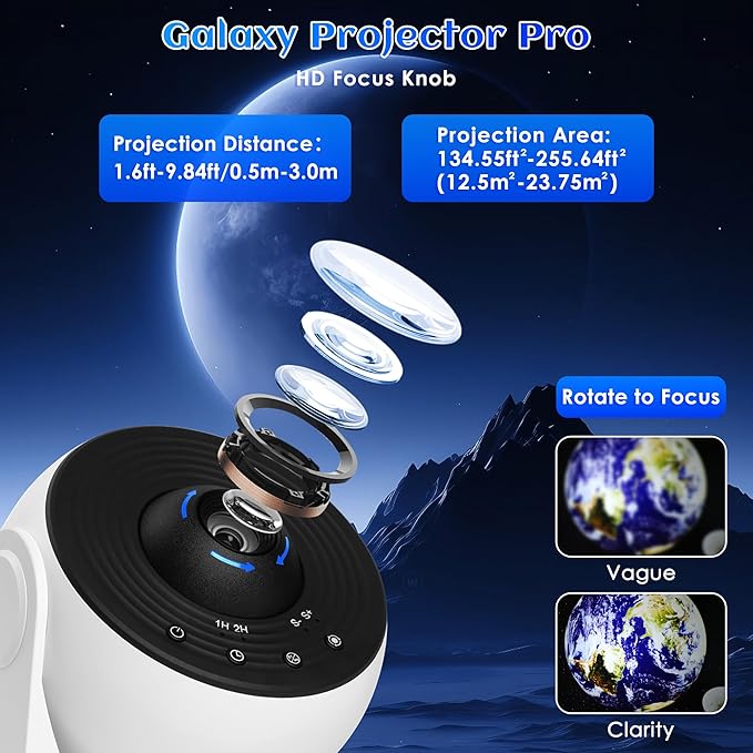 Galaxy Projector for Bedroom Pro Version, HD 12 in 1 Film Discs Star Projector - Image 4