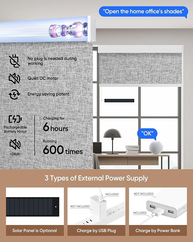 Kincmo Motorized Blinds with Remote, 100% Blackout Motorized Roller Shades Work - Image 5
