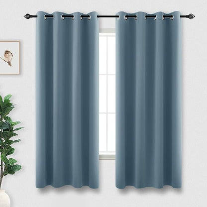 KOUFALL 52x63 Inch Length Stone Blue Blackout Curtains by KOUFALL