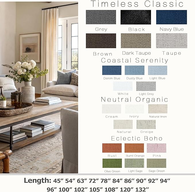 KOUFALL 92 Inch Blackout Curtains, Boho Taupe Pleated Curtains - Image 2
