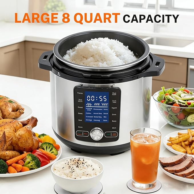 HealSmart 24-in-1 Electric Pressure Cooker 8.5 Quart, Non-Stick Stainless Steel - Image 3