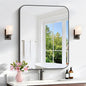 Bathroom Mirror, 30 x 24 inch Metal Framed Black Rectangle Mirror, Rounded by WelcometoCIVENO