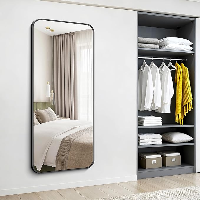 Black Bathroom Mirror, 66x30 inch Aluminum Metal Frame Rectangular Vanity Mirror - Image 7