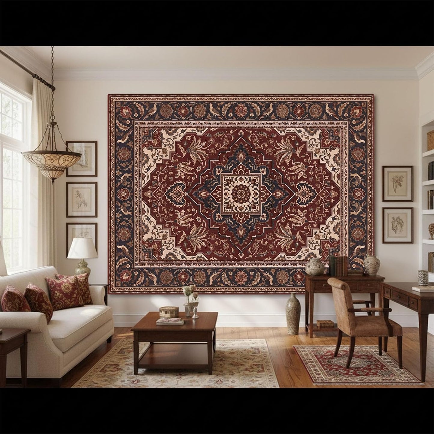 Accnicc Vintage Floral Tapestry Wall Hanging Hippie Indian Bohemian Mandala Tapestry Aesthetic Botanical Bird Red Small Tapestries for Mural Bedroom Living Room Dorm Decor 60 x 44 Inch