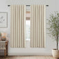 KOUFALL 52x72 Inches Long Light Tan Back Tab Linen Blackout Curtains by KOUFALL