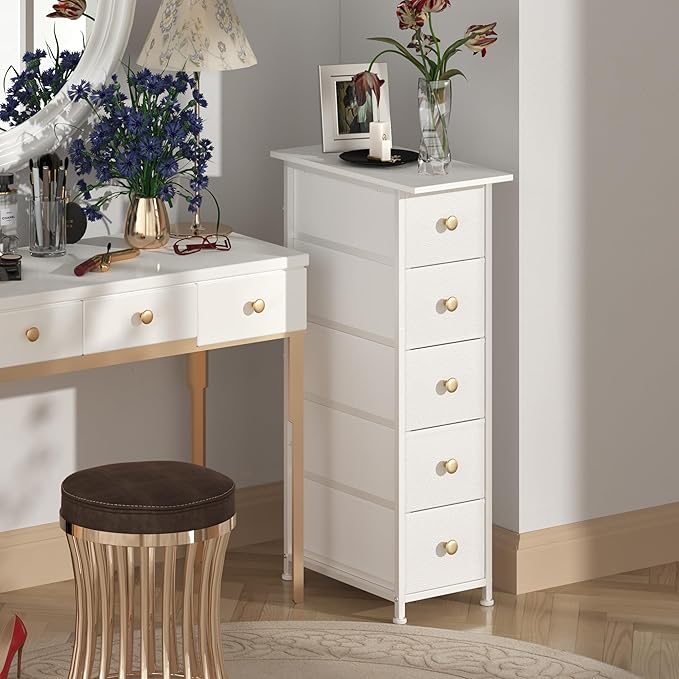 GiftGo Narrow Dresser Cabinet Vertical Slim Dresser Chest of Drawers Skinny - Image 2